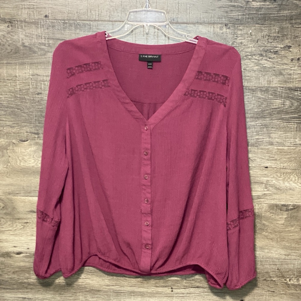 Burgundy Button Down 22/24 Lane Bryant Long Sleeve